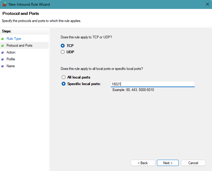 allow rdp port