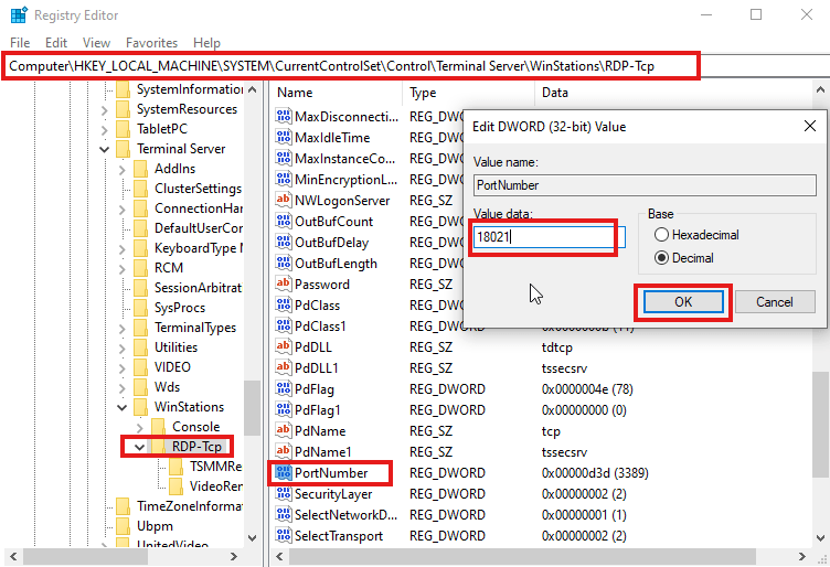 change RDP port