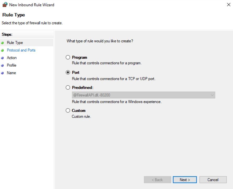 add new inbound rule