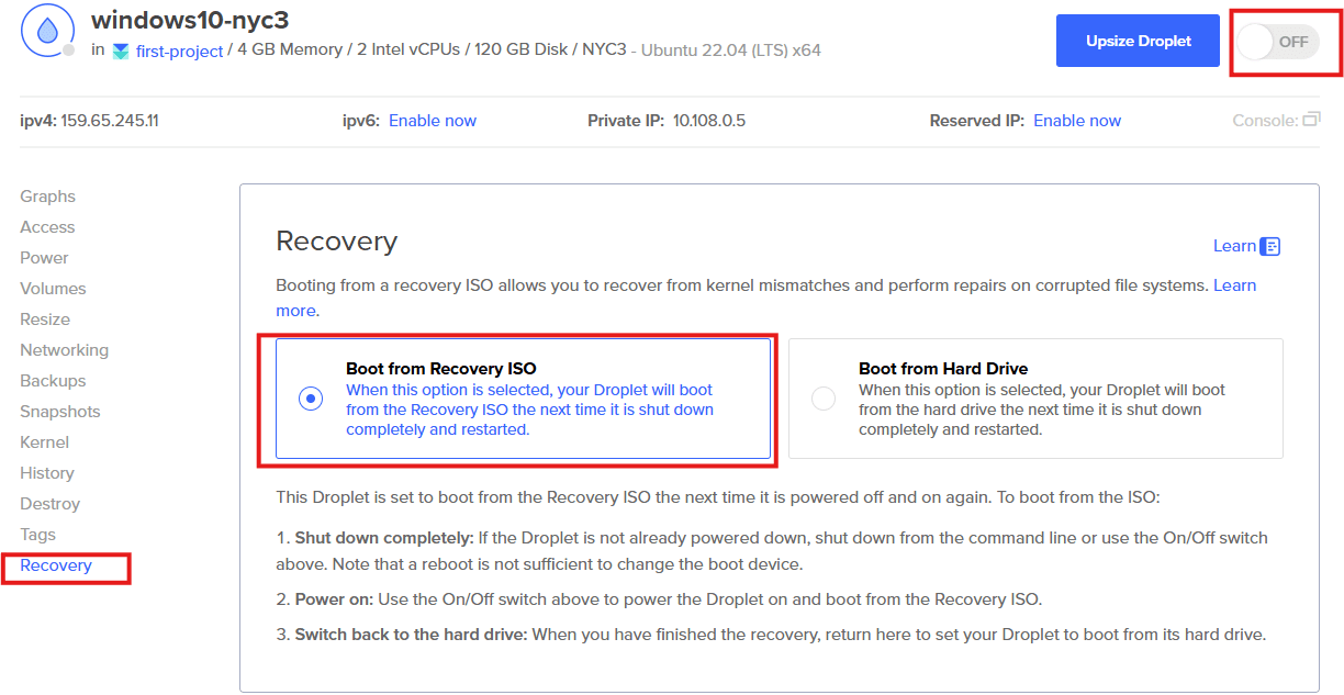 switch to recovery boot